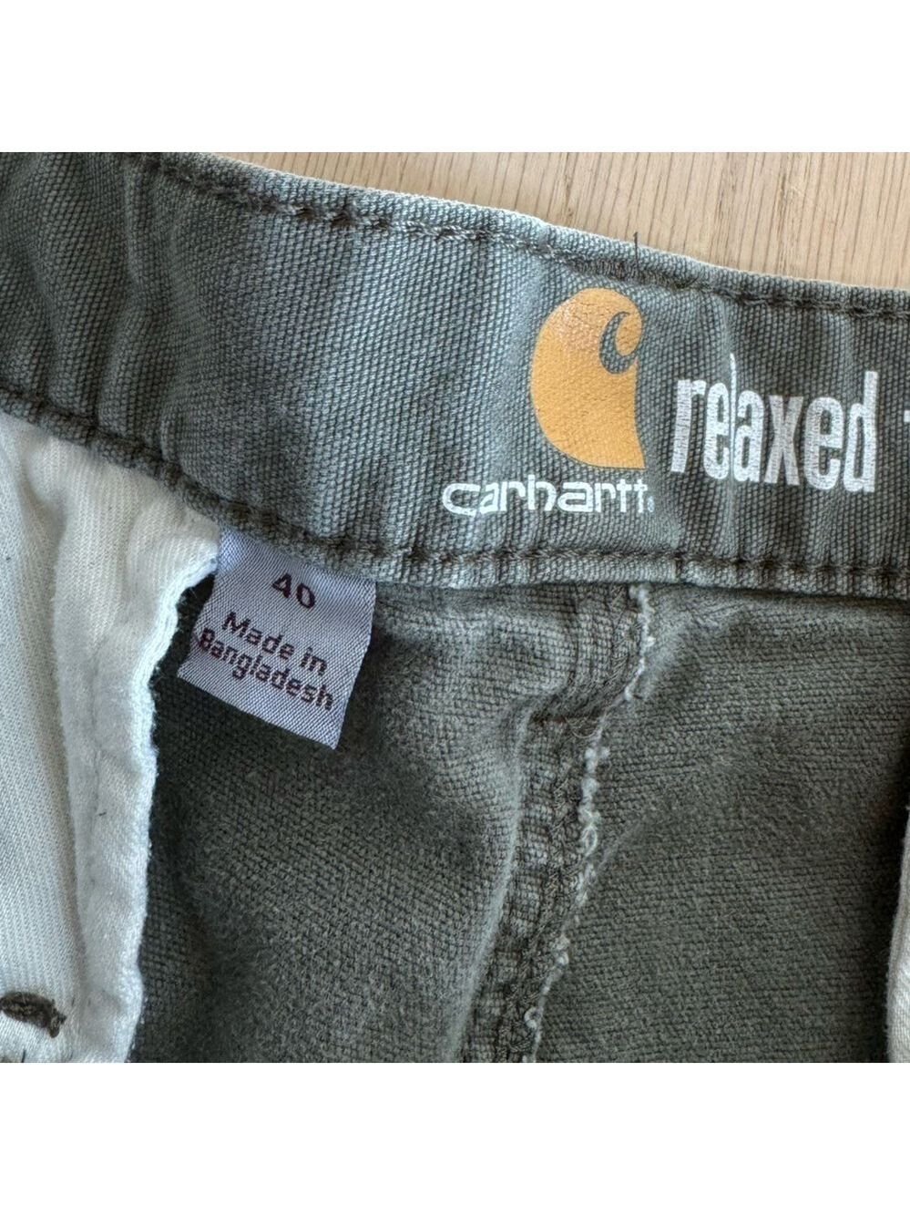 Carhartt Cargo Shorts Relaxed Fit Canvas Utility Work Short Olive Green Size 40 - Picture 3 of 4